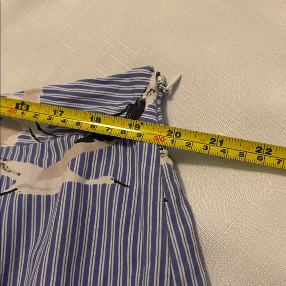 Who What Wear blue & white striped pleated midnskirt SZ 16 A-line w/crane bird - Picture 5 of 11